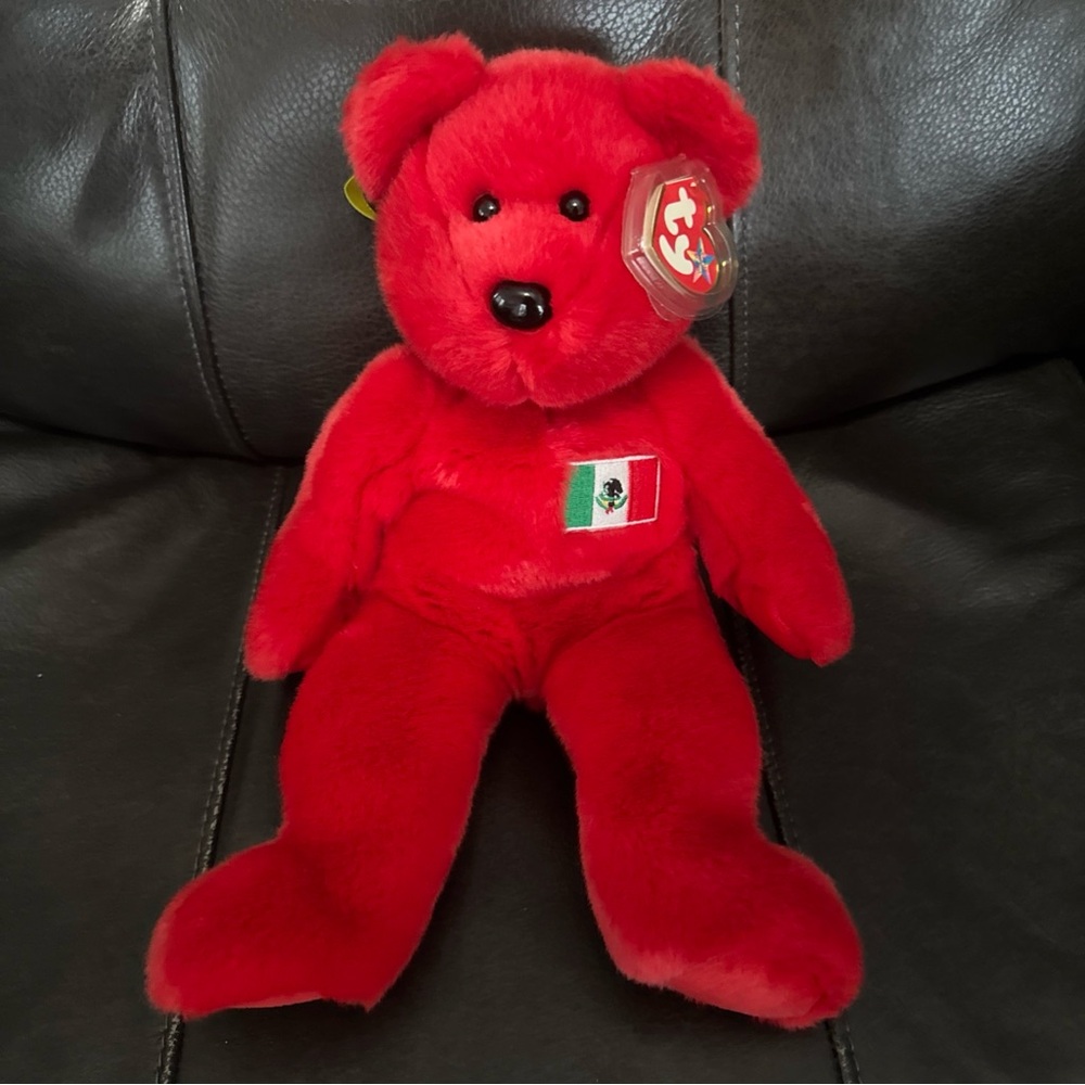 TY 1999 OSITO Beanie Buddy 14” Beautiful Red Mexican Bear MINT w/ TAGS